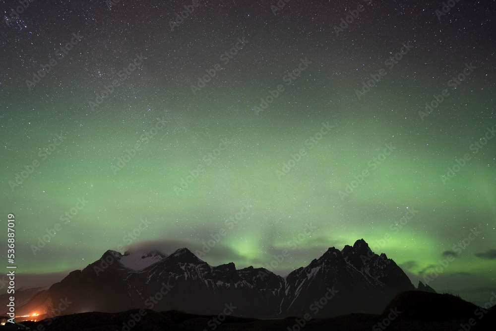northern light in iceland in the mountains northern light in iceland in the mountains