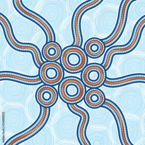 Vector aboriginal blue dot painting