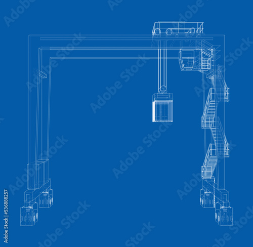 Port cargo crane. Vector