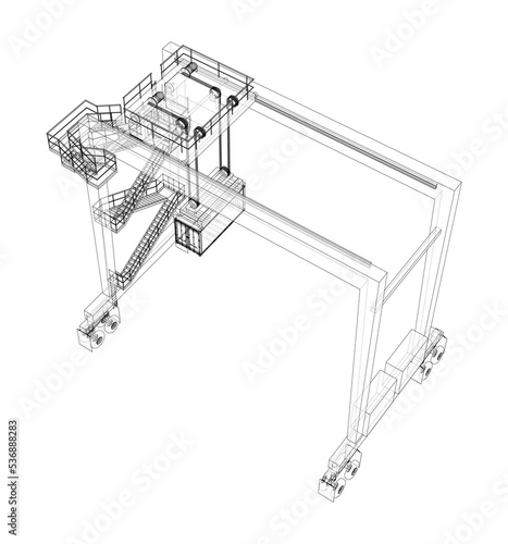 Port cargo crane. Vector