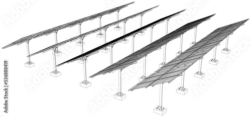 Solar Panel Field. Vector