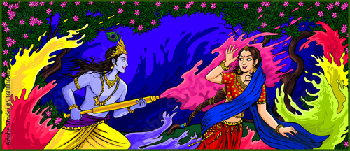 Radha, Krishna Playing Holi(festival of colors) photo