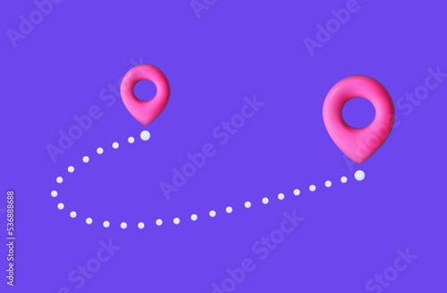 3d destination icon, location on the map, path. Definition, position mark, gps. Delivery location, unknown route, geo position, tourist destination. Navigation, new road, use app. Vector illustration.