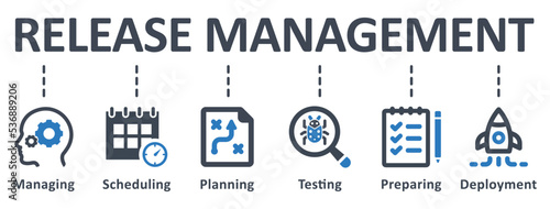 Release Management icon - vector illustration . release, management, managing, planning, scheduling, controlling, testing, deployment, infographic, template, concept, banner, icon set, icons .