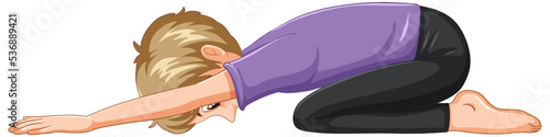 Yoga child pose cartoon character
