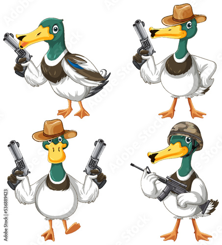Cartoon ducks in cowboy theme