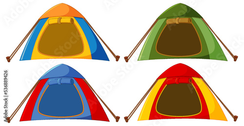 Camping tent in different colour set