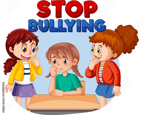 Stop Bullying text with cartoon character