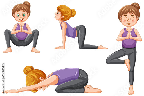 Set of yoga postures