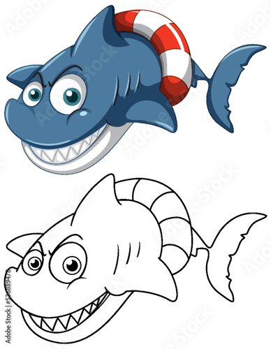 Doodle animal character for shark
