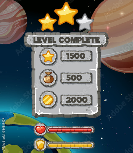 Space game background template and elements