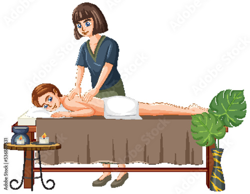A woman getting back massage spa