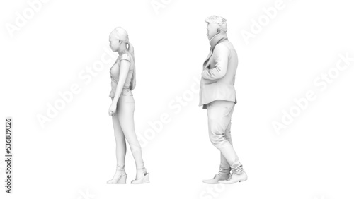 3D High Poly Humans - SET1 Monochromatic - Lateral View 1