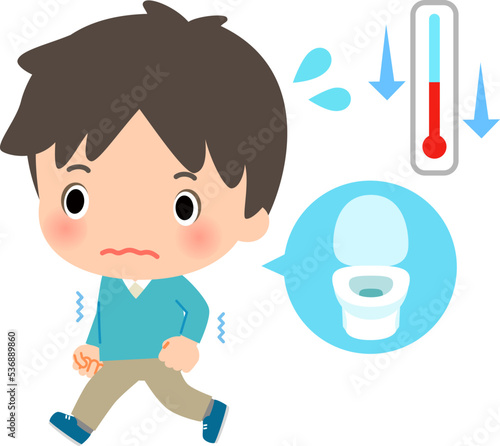 気温が下がりトイレが近い男性