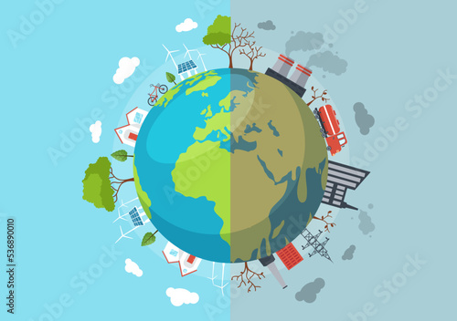 National Pollution Prevention Day for Awareness Campaign About Factory, Forest or Vehicle Problems in Template Hand Drawn Cartoon Flat Illustration