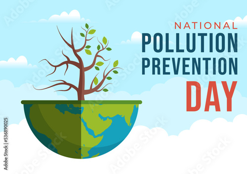 National Pollution Prevention Day for Awareness Campaign About Factory, Forest or Vehicle Problems in Template Hand Drawn Cartoon Flat Illustration