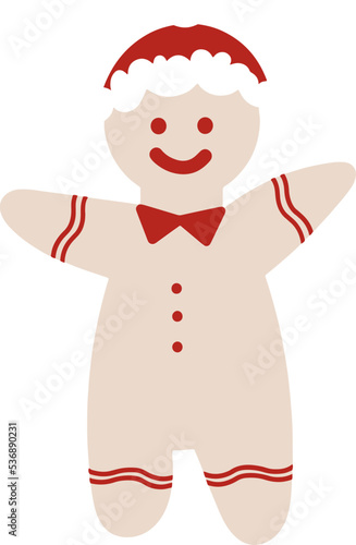 Warm and Joyful Christmas Gingerbread Man Cookie Illustration © Peterdraw