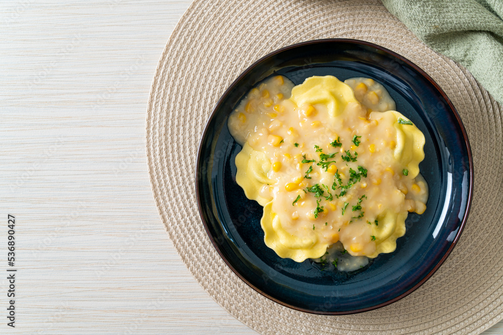 ravioli pasta with corn cheese sauce ravioli pasta with corn cheese sauce