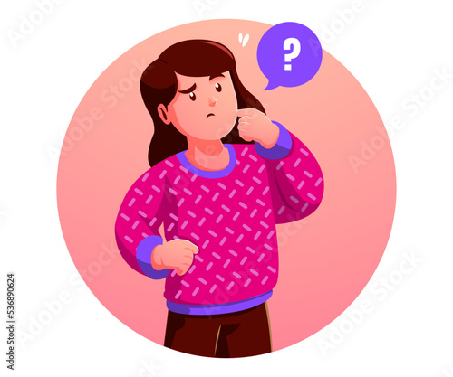 cute kid girl think about problem