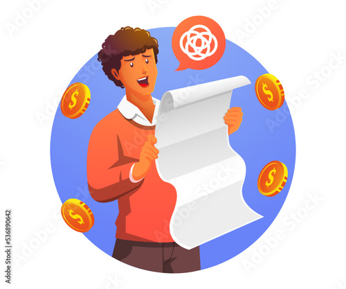 a man is restless to see a bill that swells up