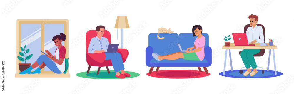 Working at home vector illustration