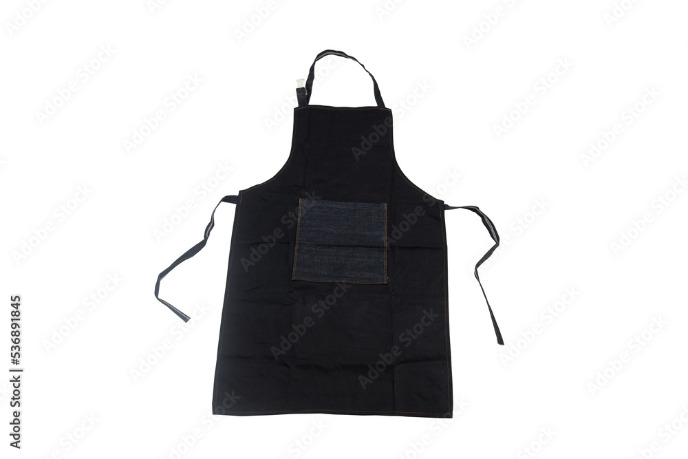 Black kitchen apron isolated on a transparent background - obrazy, fototapety, plakaty 