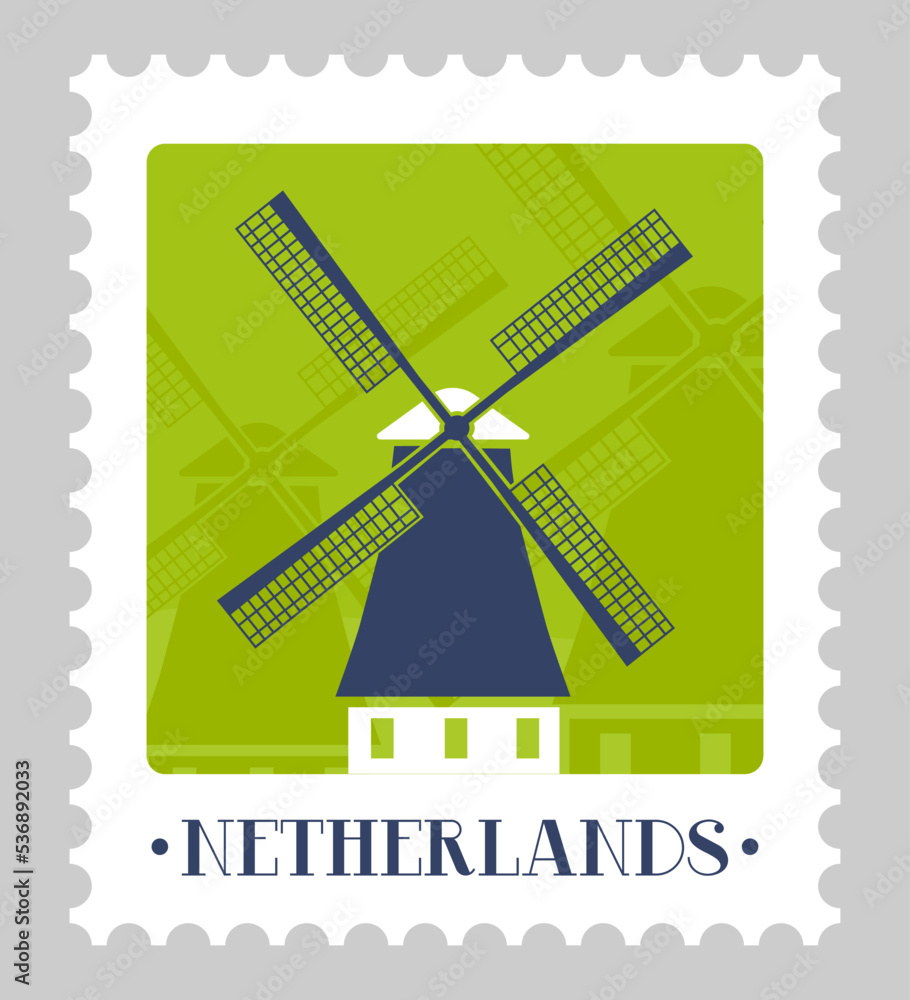 Netherlands postal mark or postcard with mill