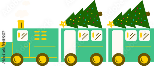 Christmas Train. Garlands, flags, labels, bubbles, ribbons and stickers. Collection of Merry Christmas decorative icons