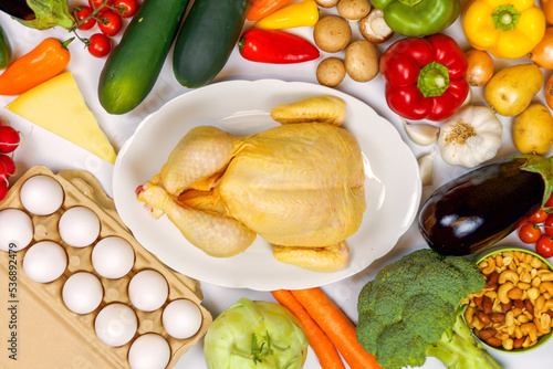 diet food on a white background, top view, flatley photo