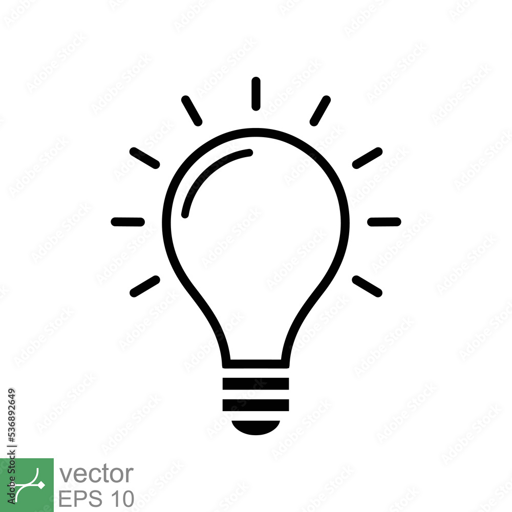 Light bulb icon. Simple outline style. Creative, analytical thinking processing, electrical lamp, idea solution concept. Thin line vector illustration isolated on white background. EPS 10. Light bulb icon. Simple outline style. Creative, analytical thinking processing, electrical lamp, idea solution concept. Thin line vector illustration isolated on white background. EPS 10.