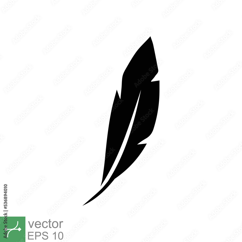 Feather icon. Simple solid style. Soft, bird, quill, weight, light, wing concept. Glyph vector illustration isolated on white background. EPS 10. Feather icon. Simple solid style. Soft, bird, quill, weight, light, wing concept. Glyph vector illustration isolated on white background. EPS 10.