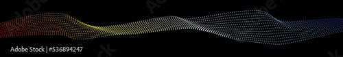 Sound wave, heat map color, particle flow, abstract vector on black