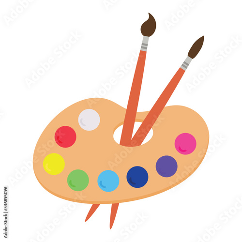Painting supplies, color palettes, colorful tubes, watercolors, oil paints, acrylic paints.