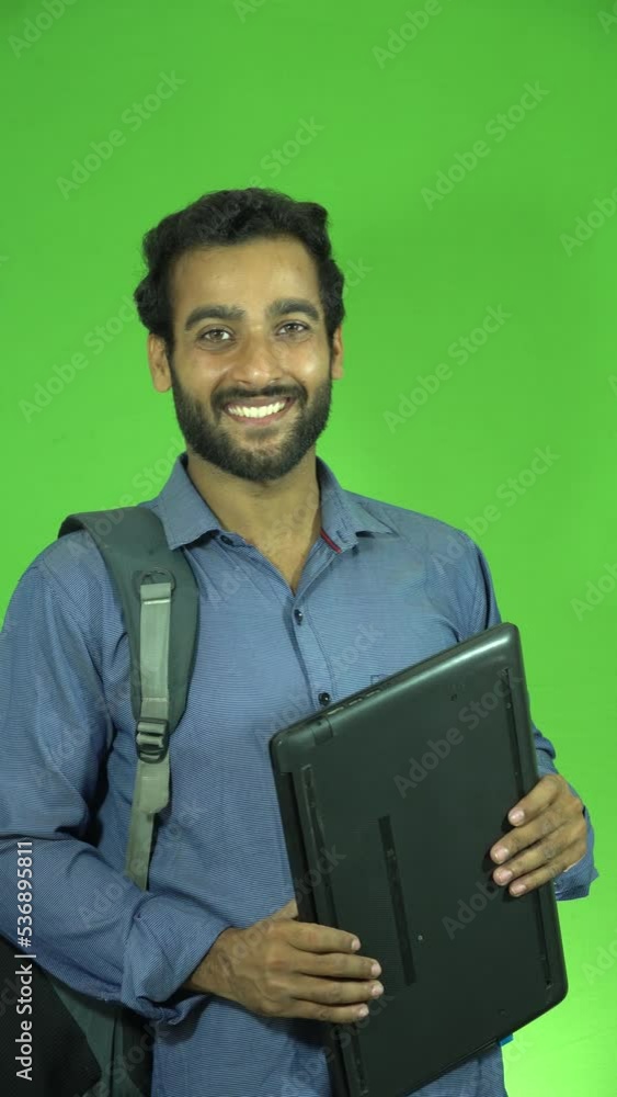 Happy indian asian Student Chroma Green Screen Video Happy indian asian Student Chroma Green Screen Video
