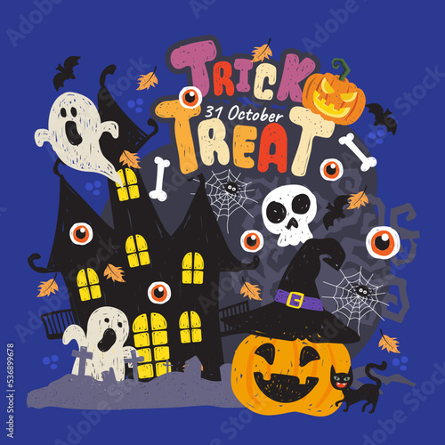 illustrations for Halloween design banner poster background five