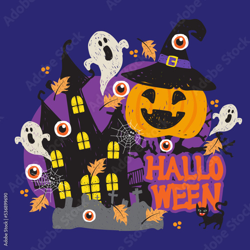 illustrations for Halloween design banner poster background six