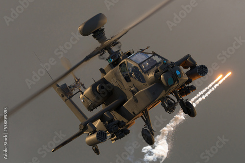 Modern combat helicopter in flight