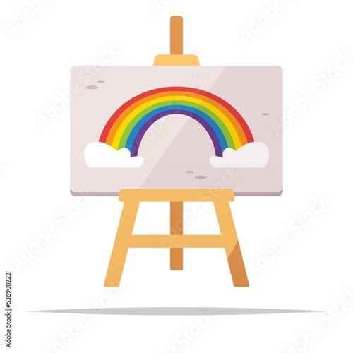 Canvas with rainbow painting vector isolated illustration