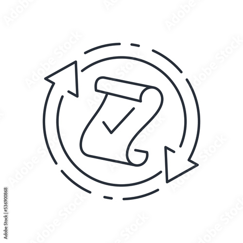 Update of the terms of the contract. Vector linear icon isolated on white background.