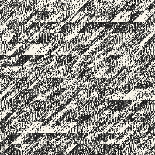 Monochrome Distressed Knit Textured Broken Striped Pattern