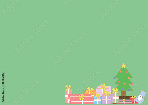 クリスマスツリーの下にプレゼントボックスが沢山ある