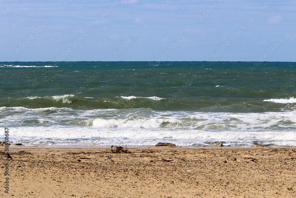 Coast of the Mediterranean Sea in the north of the State of Israel. Coast of the Mediterranean Sea in the north of the State of Israel.