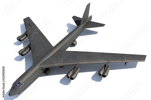 Military Airplane 3D rendering on white background