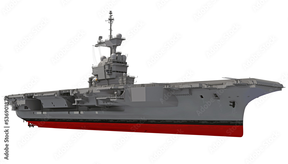 Aircraft Carrier Military Vessel 3D rendering on white background Aircraft Carrier Military Vessel 3D rendering on white background