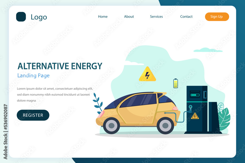 Alternative energy landing page website flat vector template Alternative energy landing page website flat vector template