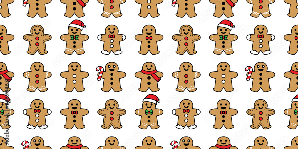 ginger bread seamless pattern Christmas Santa Claus hat cookie cracker snack cartoon doodle gift wrapping paper scarf isolated tile background repeat wallpaper illustration design ginger bread seamless pattern Christmas Santa Claus hat cookie cracker snack cartoon doodle gift wrapping paper scarf isolated tile background repeat wallpaper illustration design