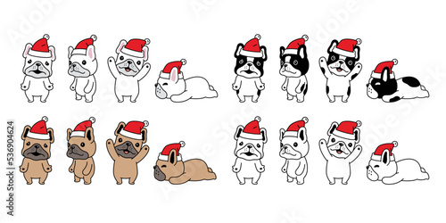 dog vector french bulldog christmas icon santa claus hat puppy pet cartoon character symbol tattoo stamp scarf illustration clip art isolated design