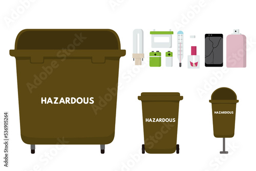 Hazardous waste sorting set vector illustration.