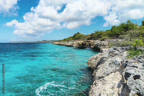 Coast of the island of bonaire in summer.