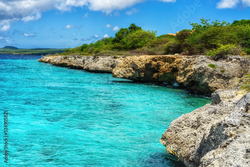 Coast of the island of bonaire in summer.